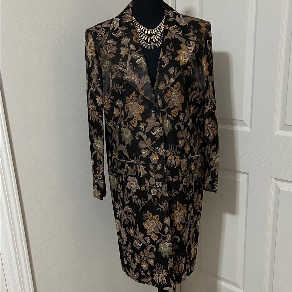 Newport News Black and Gold Floral Blazer